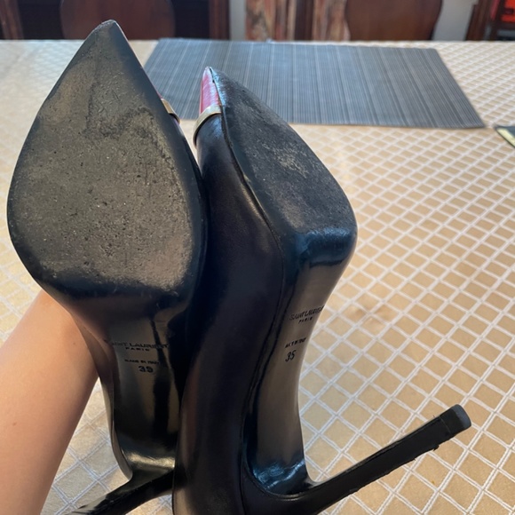 Saint Laurent Paris Bi-Color Black /Red Cap Toe Pointed Heels - Picture 5 of 11